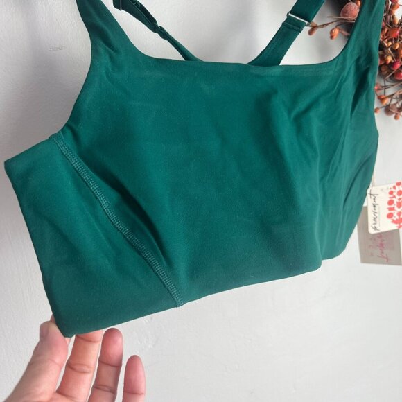 Free People Movement HATCH SMALL Never Better Square Neck Maternity Bra Green - Picture 2 of 6